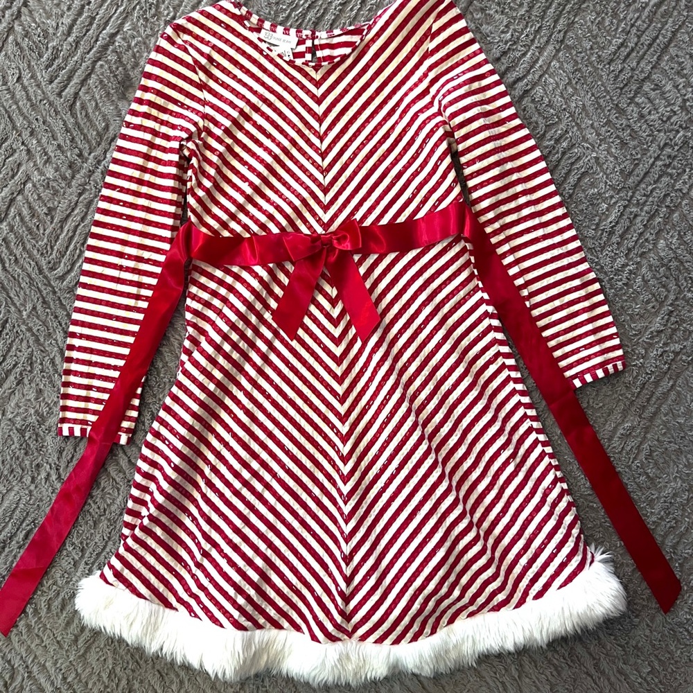 Bonnie Jean Festive Red and White Striped Dress